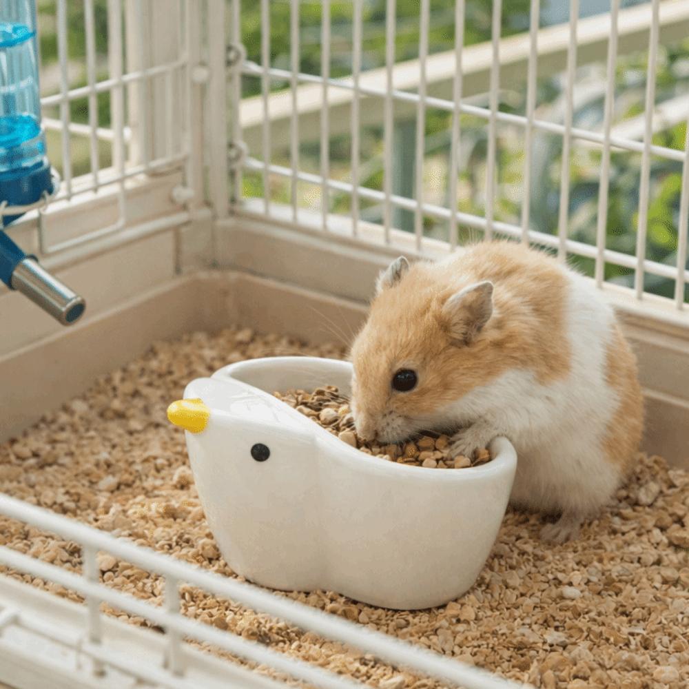 Cage Accessories Bird Shaped Ceramic Pet Bowl Anti-Tip Large Capacity Hamster Food Bowl Smooth Feeding Cup Pet Feeding