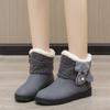 Women's Winter Warm Snow Boots With Fleece Lined Outdoor Anti Slip Woolen Knit Faux Suede Patchwork Ankle Boots High-Top Shoes for Women Short Booties