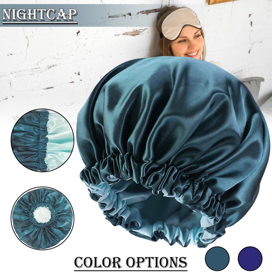 

Tingml атласный шелковый чепчик для ухода за вьющимися волосами шапочка для сна двухслойная регулируемая