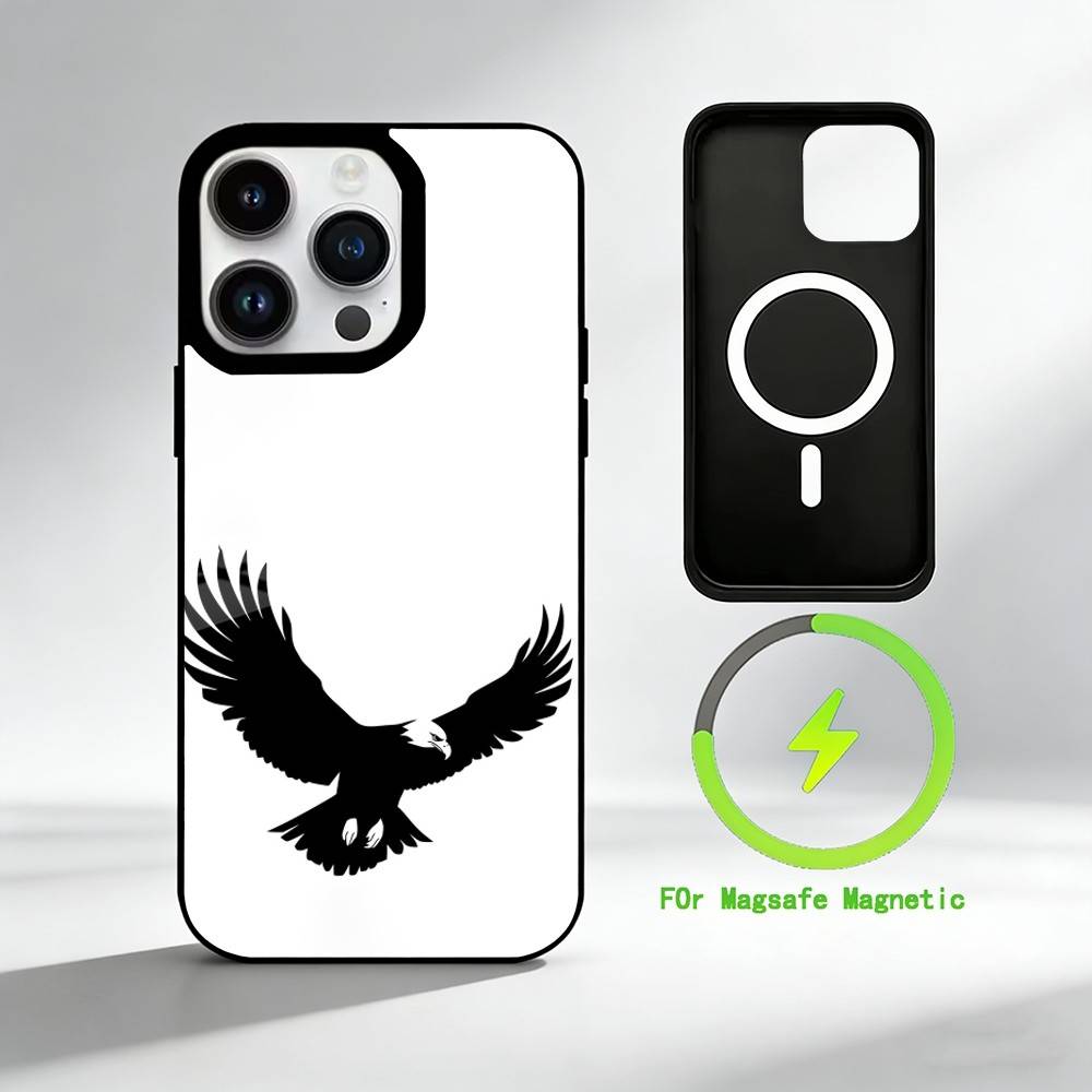 

B-bald eagle Phone Case For iPhone 17 16 15 14 13 12 Pro Max Plus for Mirror Wireless Magnetic Cover iPhone15Plus
