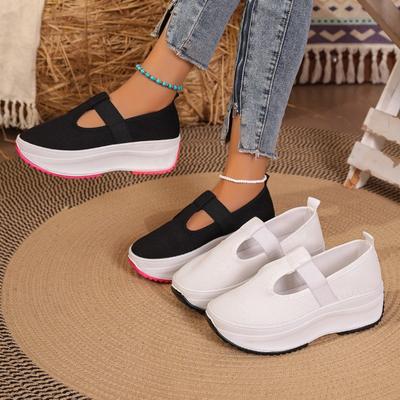 Women's Wide Width Knitted Loafers, Breathable Slip-On Casual Shoes, European Comfort Flats for Women
