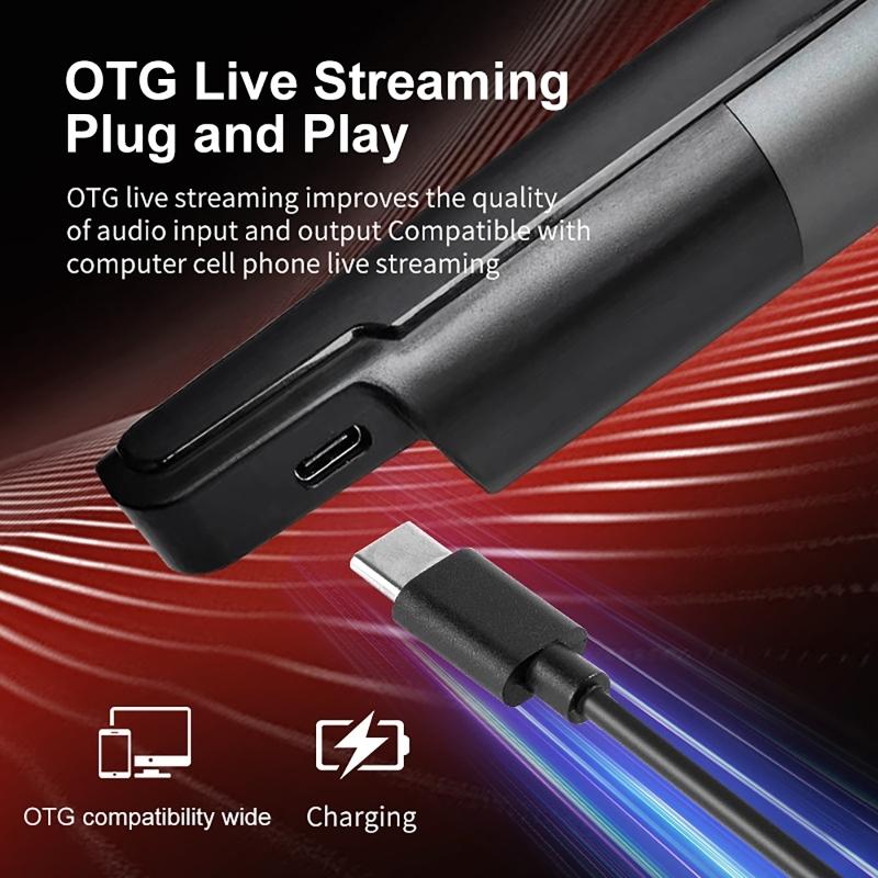 Handheld Microphone with Sound Card Effects All-in-One Noise-Canceling Mic Reverb Connecting Cell Phone for Equipment Live