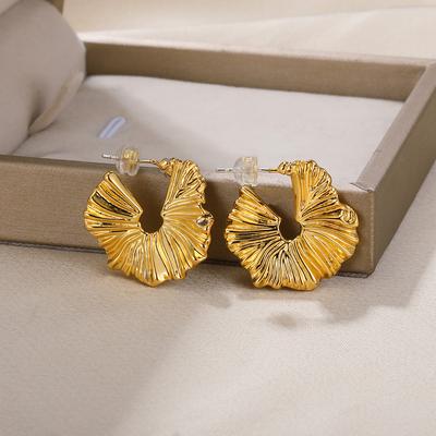 Classic Ginkgo Leaf Simplicity Stainless Steel Stud Gold Color Earrings for Women Piercing Exquisite Fashion Jewelry Girl Gift