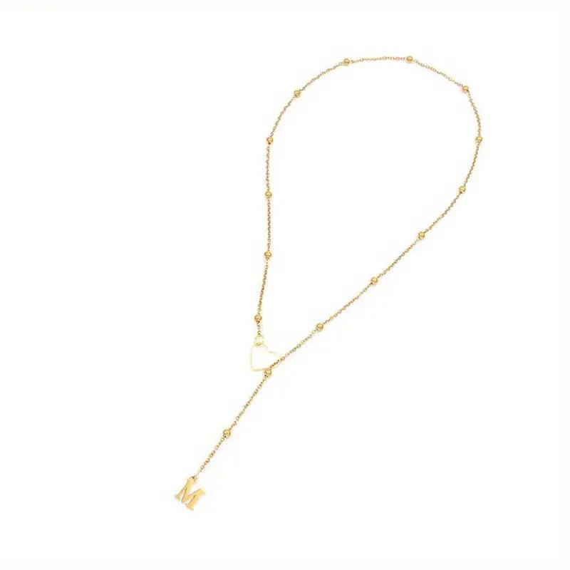 European American Bestseller: Heart Lariat Necklace with 26 Initials - Versatile, Luxurious Clavicle Chain for Women