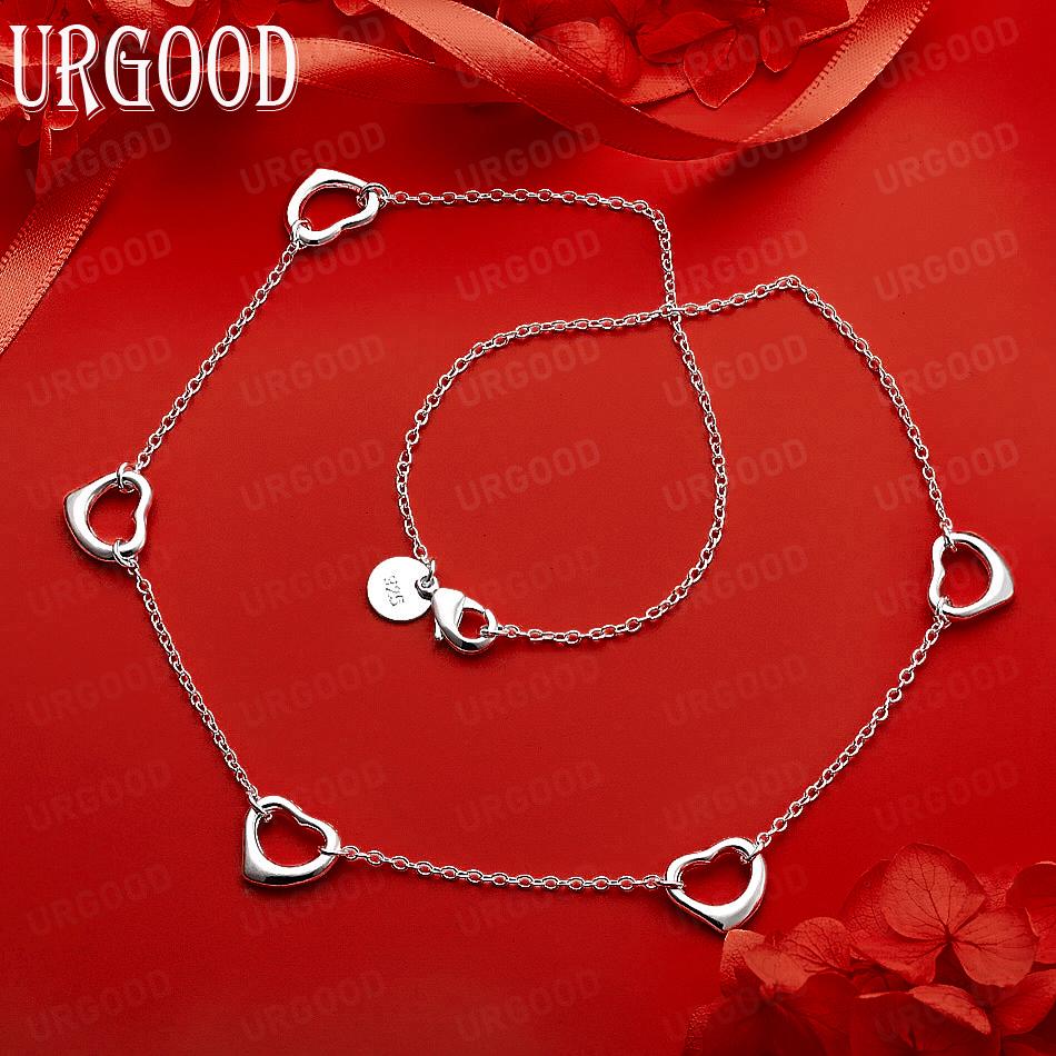925 Sterling Silver Romantic Openwork Heart Necklace - Wedding Gift Jewelry 45CM