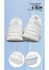 Men's Hidden Height Sports Casual White Cowhide Shoes, Low-Top, Thick Sole for Spring.