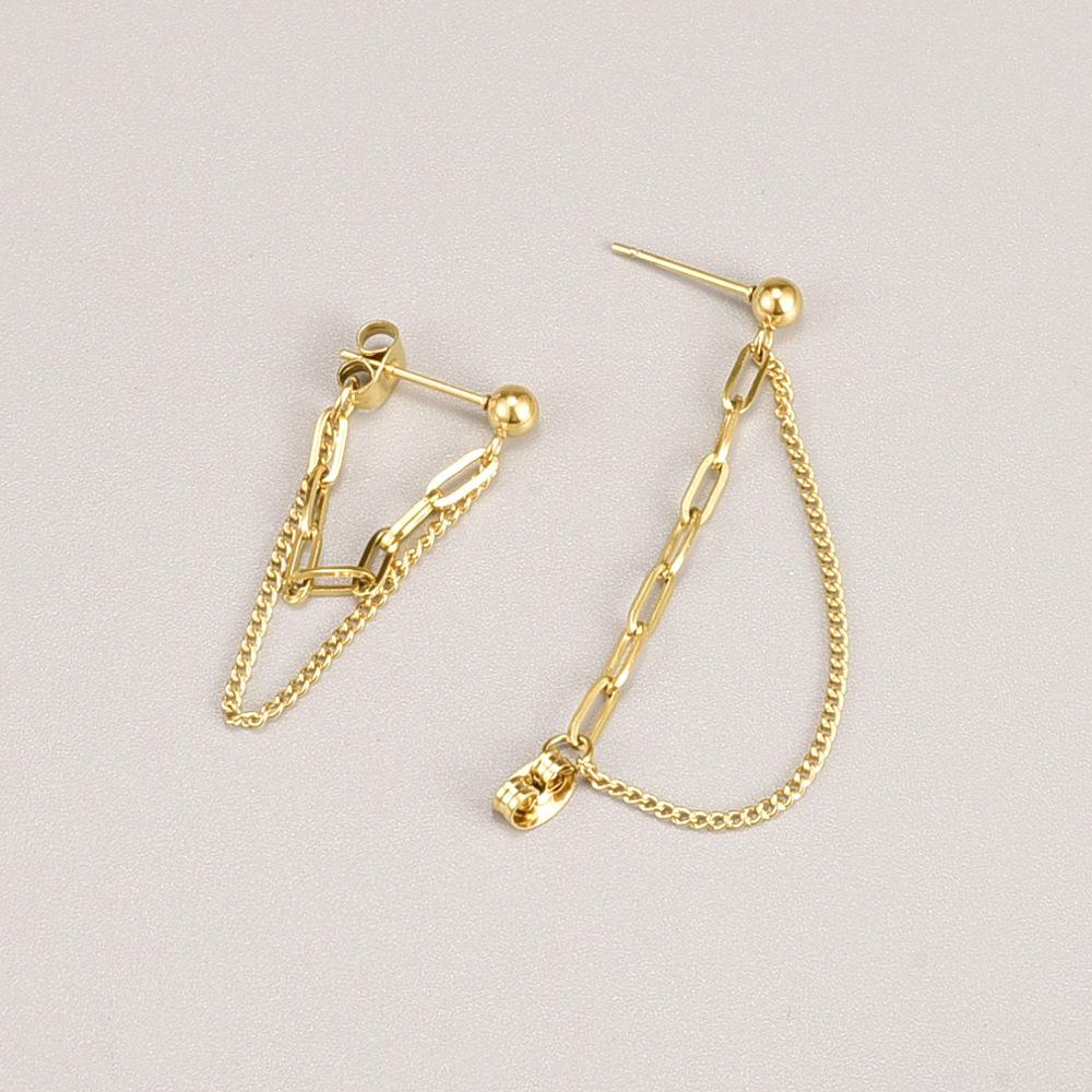 Double Layer Metal Chain Earrings for Women Gold Color Chain Tassel Earrings Simple Korean Party Jewelry