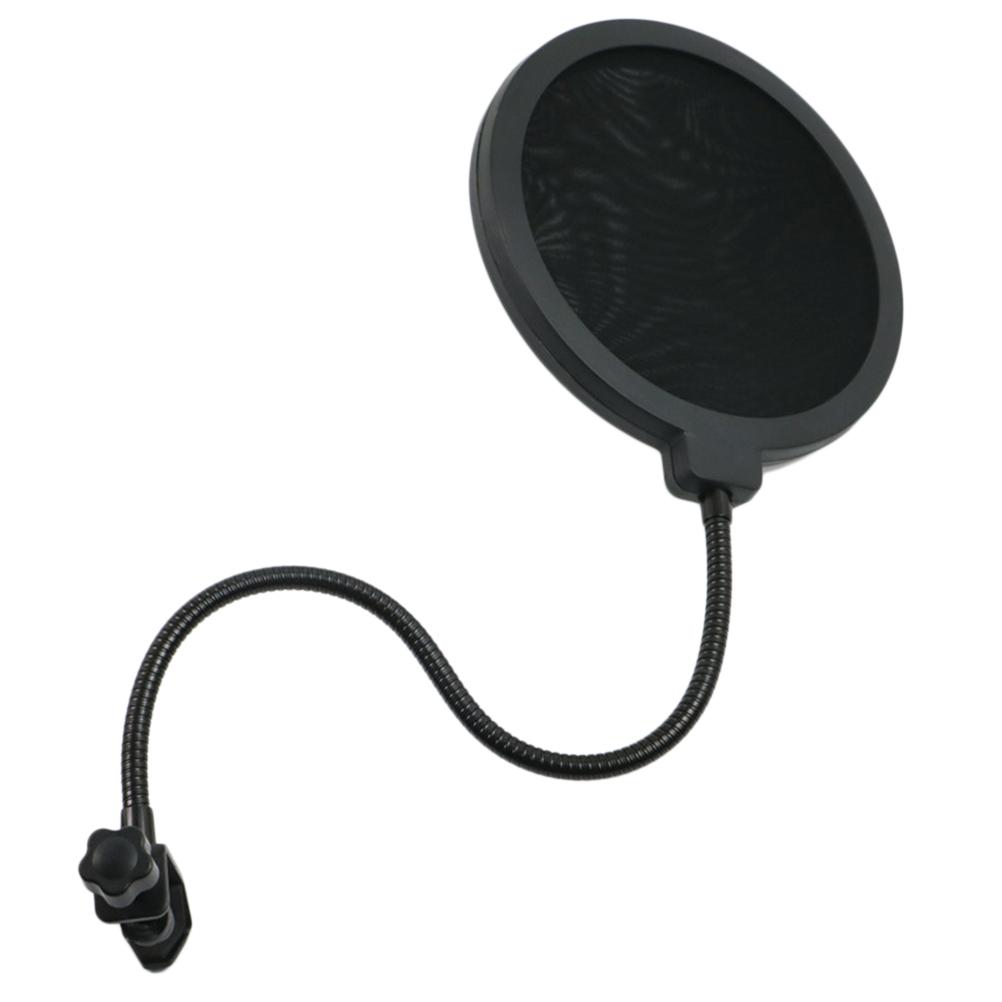 Microphone Filter Dual Layered Shield with Flexible 360°Gooseneck Clip Stabilization Arm