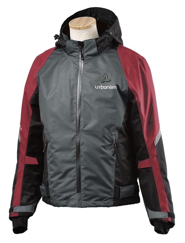Motorcycle Jacket Ride Winter Jacket Gray Red L Size [Urbanism] UNJ-101
