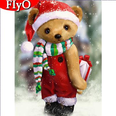 5D ציור יהלומי DIY חג המולד מלא רקמת יהלומים מרובע דוב בעלי חיים פסיפס מתנה קיר עיצוב בעבודת יד