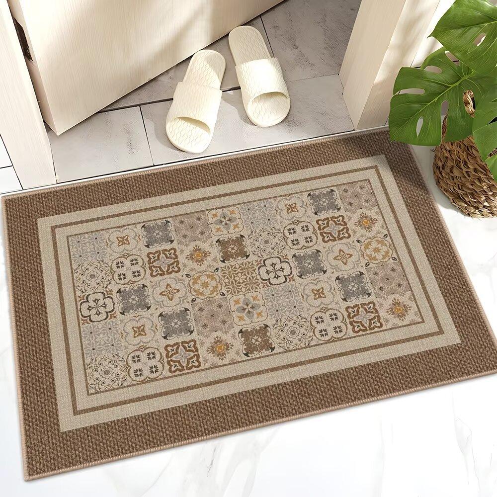 French Linen Entrance Door Porch Floor Mat Bathroom Toilet Door Dirt-Resistant Non-Slip Strong Absorbent Foot Pad Carpet