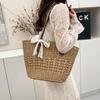 Yogodlns Summer Straw Woven Large Capacity Seaside Tote Bag Women's Basket New Beach Bag Shoulder Underarm Handbag