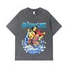 275 GSM Washed T-shirts 100% Cotton Pokemon V11 Jimbei Pikachu Print Unisex Heavy Cotton T Shirt