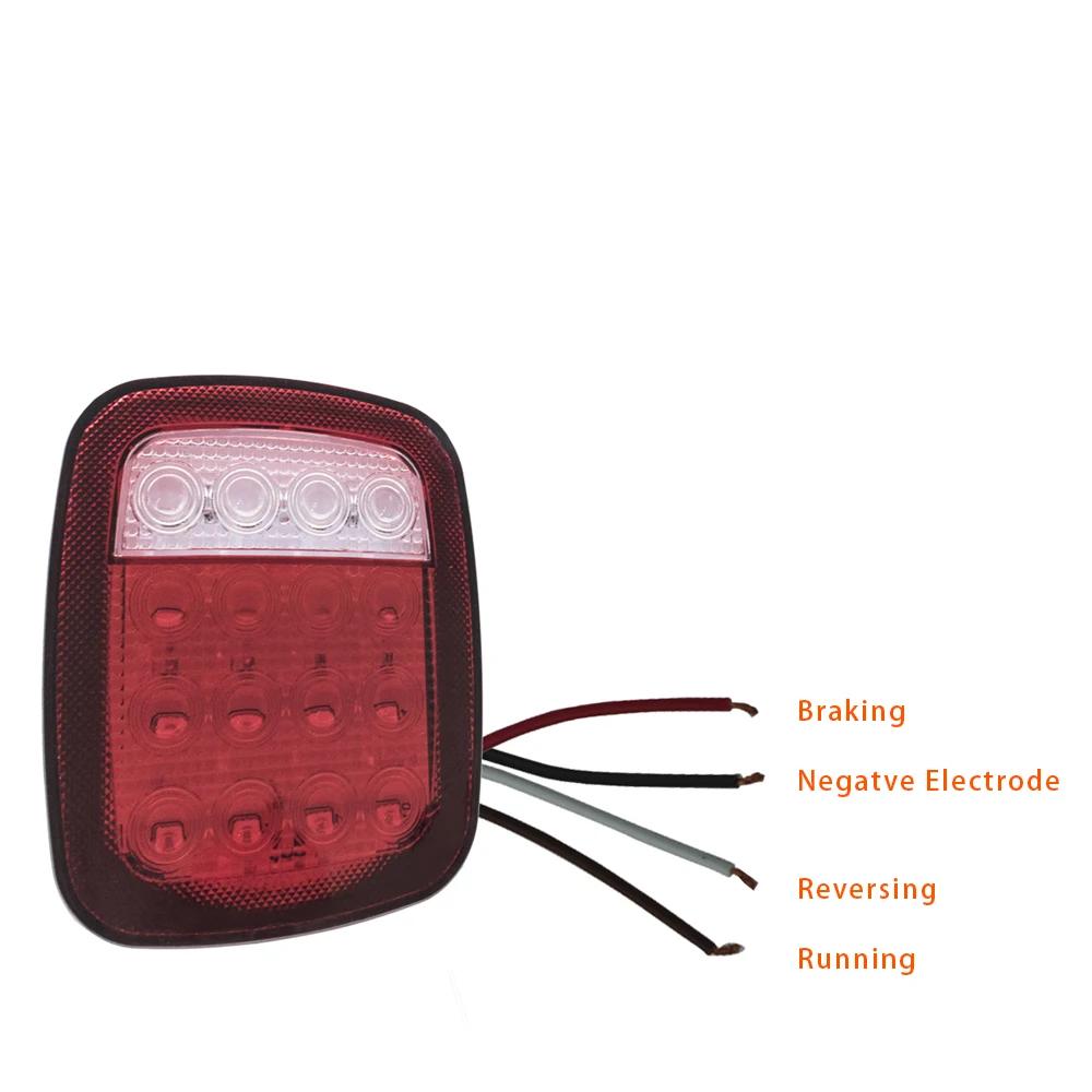 16 LEDs Tail Light Smoke/Red Lens Rear Brake Stop Reverse Lamps Replacement for Jeep Wrangler TJ CJ YJ JK Truck Trailer Boat RV