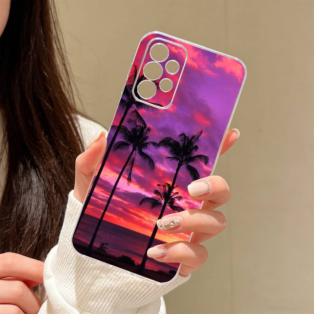 Meeresblick Sonnenuntergang Handyhülle Transparentes Silikon Weich Für Samsung S25,S24,S21,S22,S23,S30,Ultra,S20,Plus,Fe