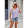 2026 Spring/Summer New Solid Color Buttoned Hooded Loose Short-Sleeve T-Shirt for Women