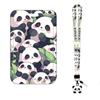 New Panda Printing Plastic Card Holder with Long Lanyard Slide Card Case ID Card Protective Cover