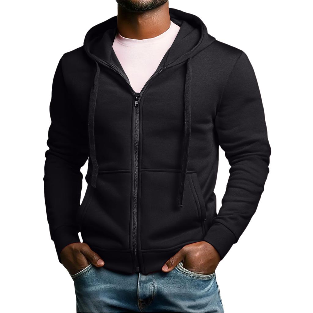 Męska bluza casual z długim rękawem zapinana na zamek, modna kurtka kardigan