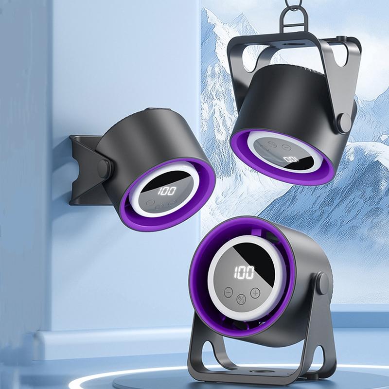 

Desktop Bladeless Electric Fan, USB Rechargeable with Ambient Light, Silent Turbo Fan, 100 Speed Air Cooler сірий