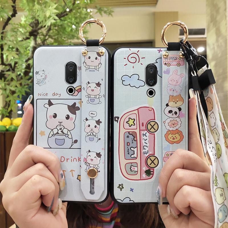 Soft case Ring Phone Case For Meizu 15/15 Lite Wristband Anti-dust Back Cover Waterproof Cute Lanyard Cartoon Silicone