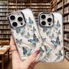 Blue Butterflies White Feathers Transparent Phone Case for IPhone 14 15 16 13 12 11 Pro Max 12 XS Max Anti-Scratch Soft Cover