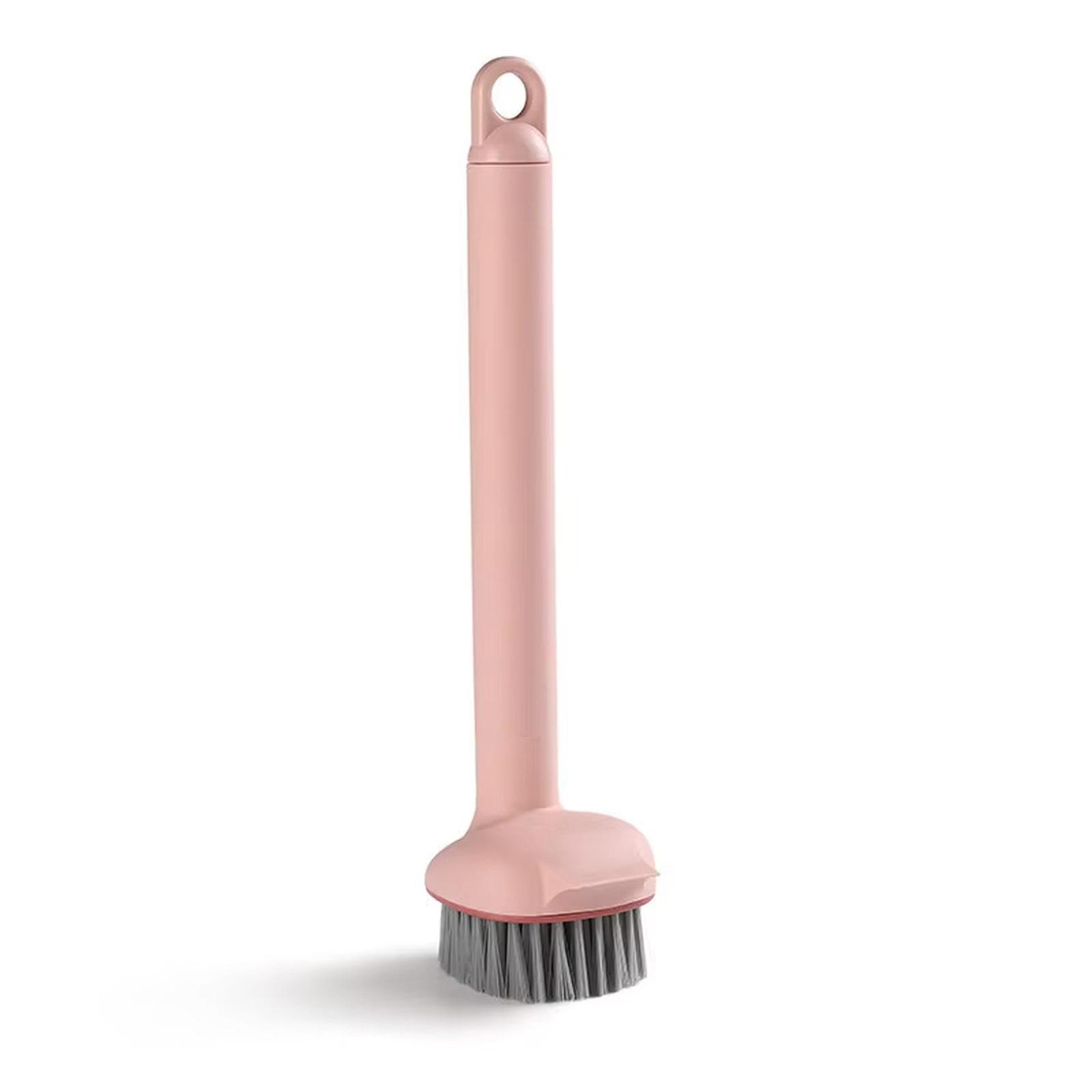 

2-in-1 Rotating Pot Brush Long Handle Pan Scraper Cleaner one size розовый