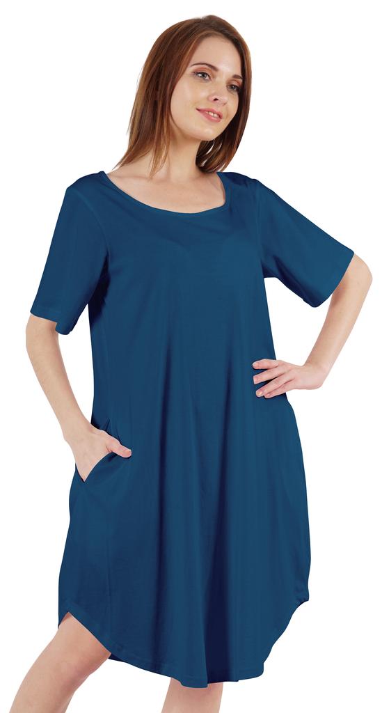 Inkmeso Noční košile pro ženy s krátkým rukávem W Noční košile s kulatým výstřihem Jersey tunika