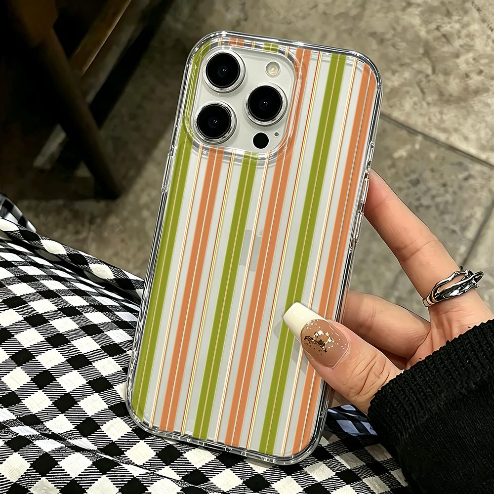 American Retro Color Strips Phone Case For Iphone 17 Air 16 15 14 Pro 13 12 11 Pro Max 16 Plus Shockproof Silicone Cover
