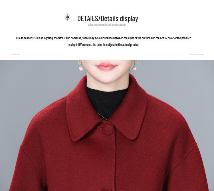 2025 Autumn/Winter Short Double-Sided Cashmere Coat for Middle-Aged & Elderly Women - High-End Casual Style