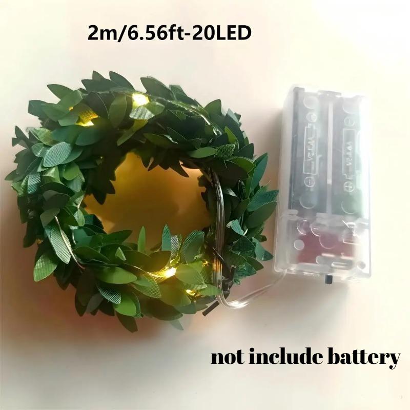 Artificial Green Leaf String Lights, Battery Powered LED Simulation Flower Greenery Garland, Fairy Lights for Wedding Room Indoor Wall Home Decor