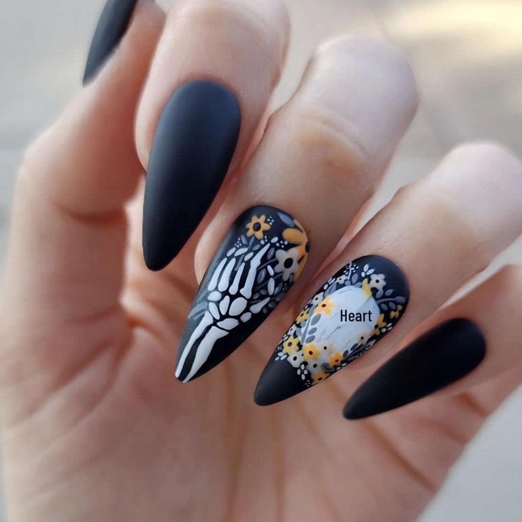 Hot Halloween Wearable Nails: Spiderweb, Heart, Rhinestone, Ghost, Stars & Moon Designs, Removable Fake Nails