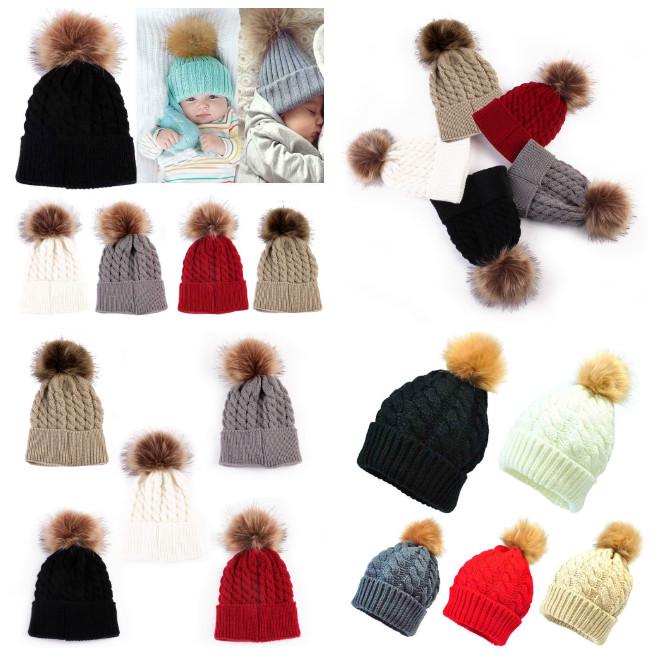 Buy Cute Kids Baby Winter Warm Hats Knitted Wool Hemming Hat at
