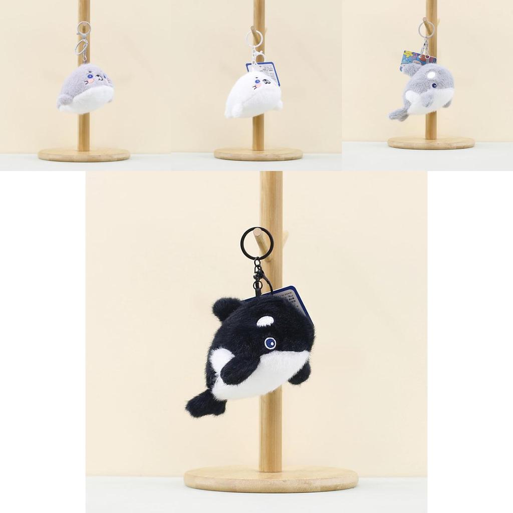 Adorable Plush Whale And Seal Keychain Accessories Soft Stuffed Animal Toys