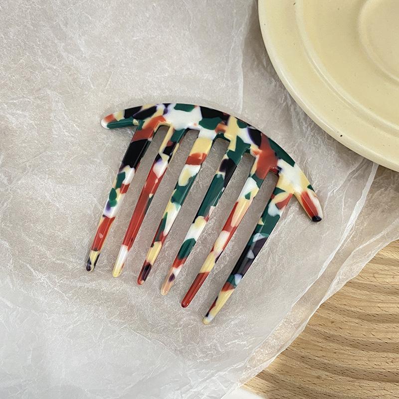 Acetate Sheet 6 Teeth Plate Hair Comb Insert Comb Hairpin Headwear Jewelry Ponytail Fork Comb Hair Clips Girls Gifts