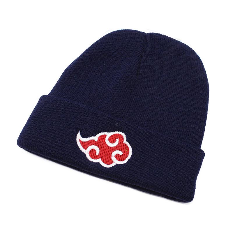 Шапка Аниме Наруто Красное Облако Вышивка Теплая Шерстяная Шапка Вязаная Шапка M（56-58cm）