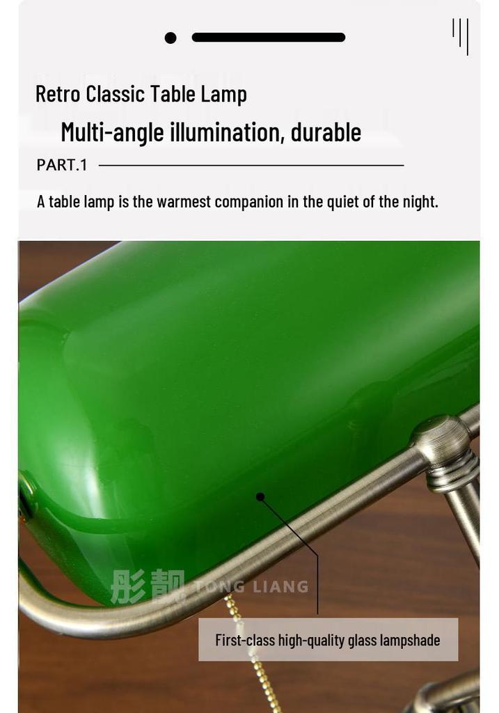 Retro Green Banker Desk Lamp with Eye Protection