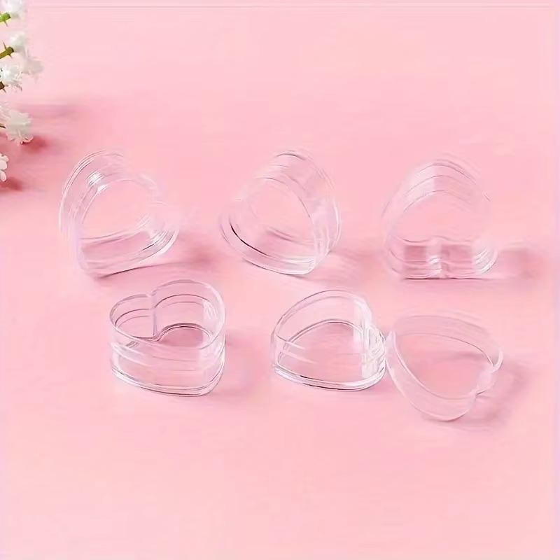 50/100pcs Heart-Shaped Plastic Cosmetic Jar Set Empty Clear Containers Mini Refillable Plastic Boxes with Lids for Sample Powder