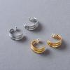Niche Design Double-Layer Irregular Texture Circle Earrings 925 Silver Needle Stud Earrings Temperament High-End Fashion Earrings