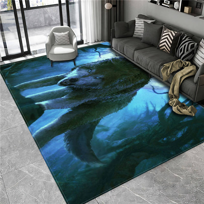 Wolf Carpet 3D Animal Floor Mat For Bathroom Big Flannel Carpet Living Room Bedroom Furniture Rug Lounge Carpet Bedside Mat