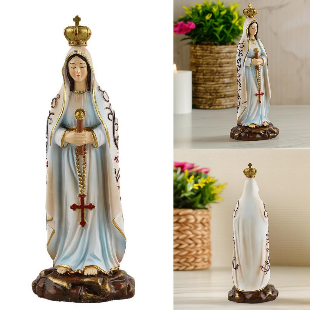 Resin Fatima Virgin Mary Sculpture Hand Painted For Long Time Display For Catholic And Christian Faith Church Decoration