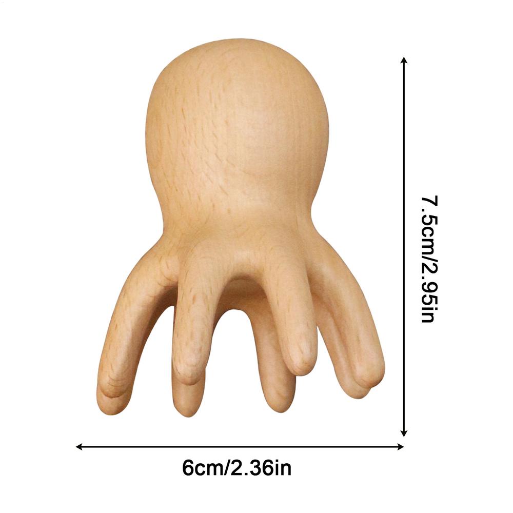 Scalp Massage Tool Octopus Relaxation Tool Wooden Head Scratcher Meridian Scraping Scalp Massage Brush SPA Gua Sha Massage Comb