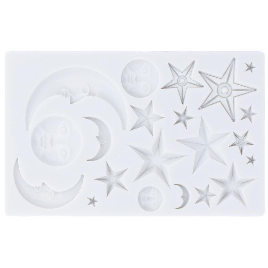 D5 Silicone Fondant Cake Mold Star Moon Face Nonstick Food Grade Silicone Reusable Heat Resistant Odorless Chocolate Home Molds