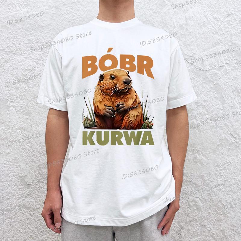 Cartoon Biber Kurwa T-Shirt Hohe Qualität 100% Baumwolle Kurzarm T-Shirts Kurwa Biber Unisex Mode Lässige T-Shirts Grafisch Bedruckt
