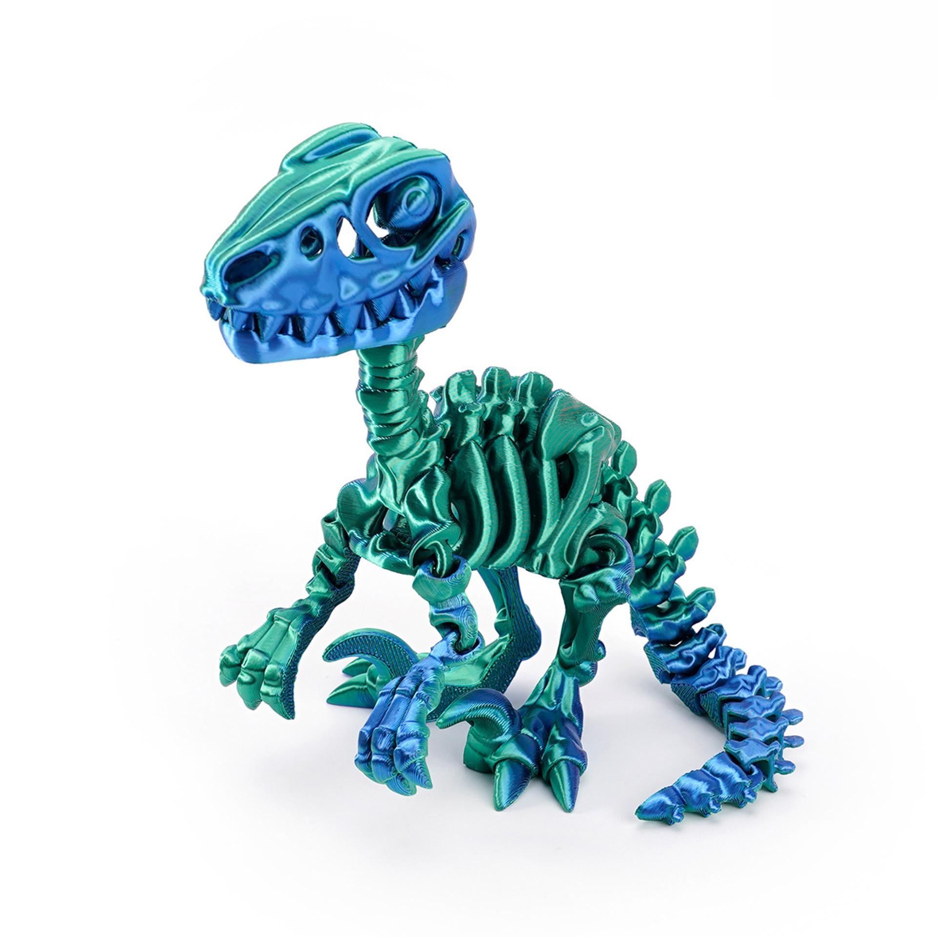 3D Printed Mini Dinosaur Skeleton Model Movable Joints Velociraptor Decor Office Desk Ornament Kids Gift Home Decoration 9.5cm