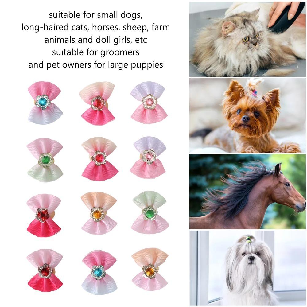 24Pcs Multi Colors Dog Hair Bows Small Size Puppy Hair Bows  Pet Holiday Ornament