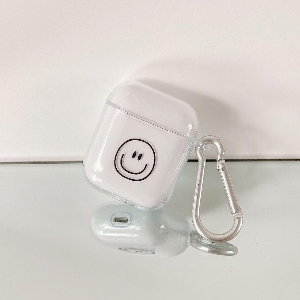 Painted smiley face through for AirPods 1 generation protective case Apple AirPods 1 earphones through black earphone case