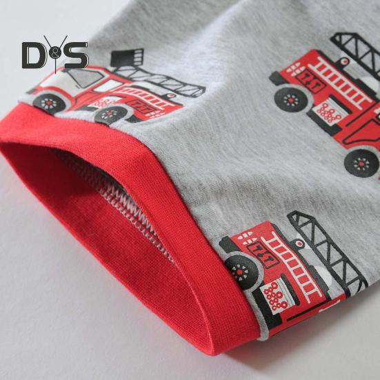 2 Pcs/Set Children Top Pants Suit Cartoon Truck Printing O Neck Pajamas Short Sleeve Summer Outfit Unisex Casual Homewear Clothes