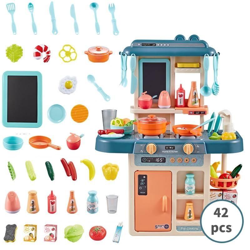 Large Educational Kids Kitchen Toy Set With Realistic Cooking Features And Spray Function