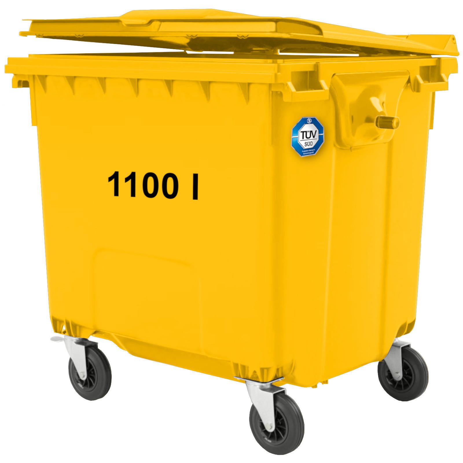 Contenitore per rifiuti urbani PZH EN 840-2 DIN 1100L - giallo