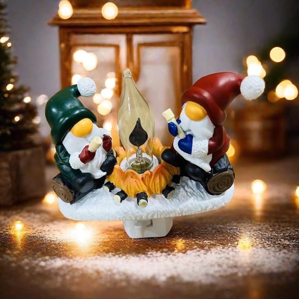 Santa Campfire Nightlight Santa Campfire Nightlight Resin Dwarf Holiday Light Funny Xmas Decor for Living Room Gnome Night Light